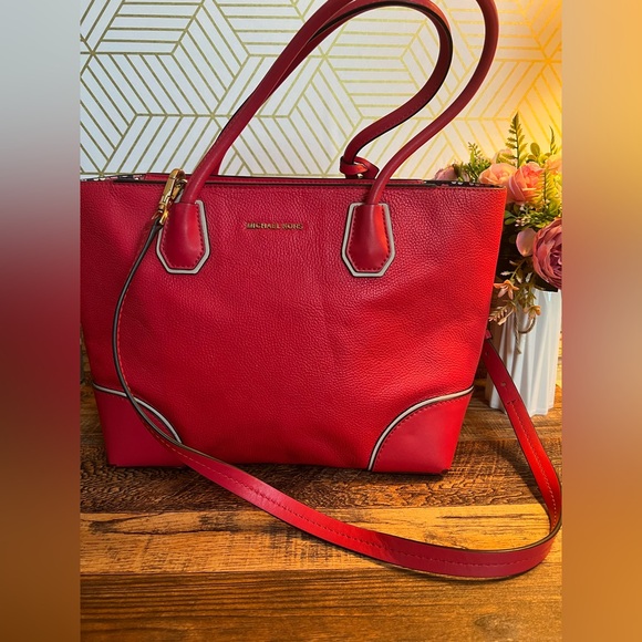 Stylish Red Floral Michael Kors Bag Fair Condition - Picture 1 of 4